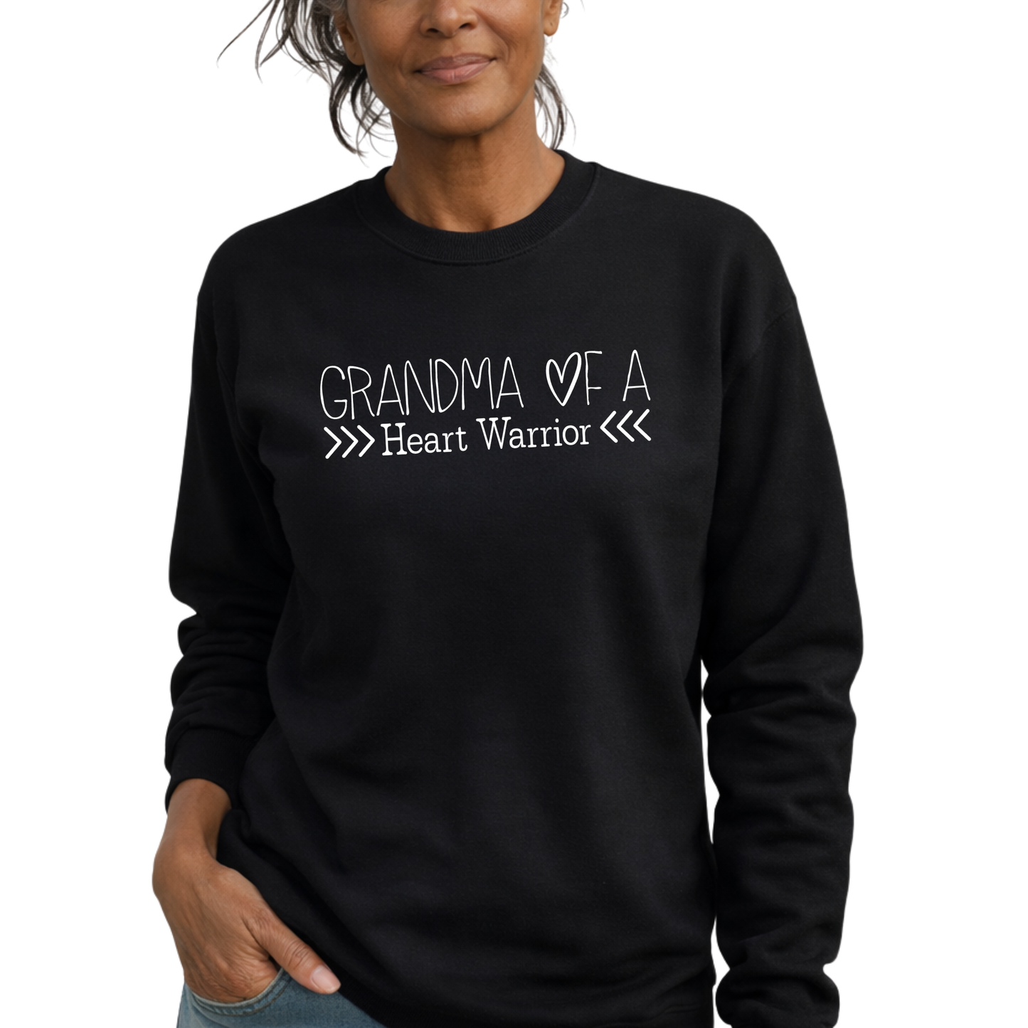 Heart Warrior Grandma Sweatshirt – Personalized Gildan Crewneck | CHD Awareness
