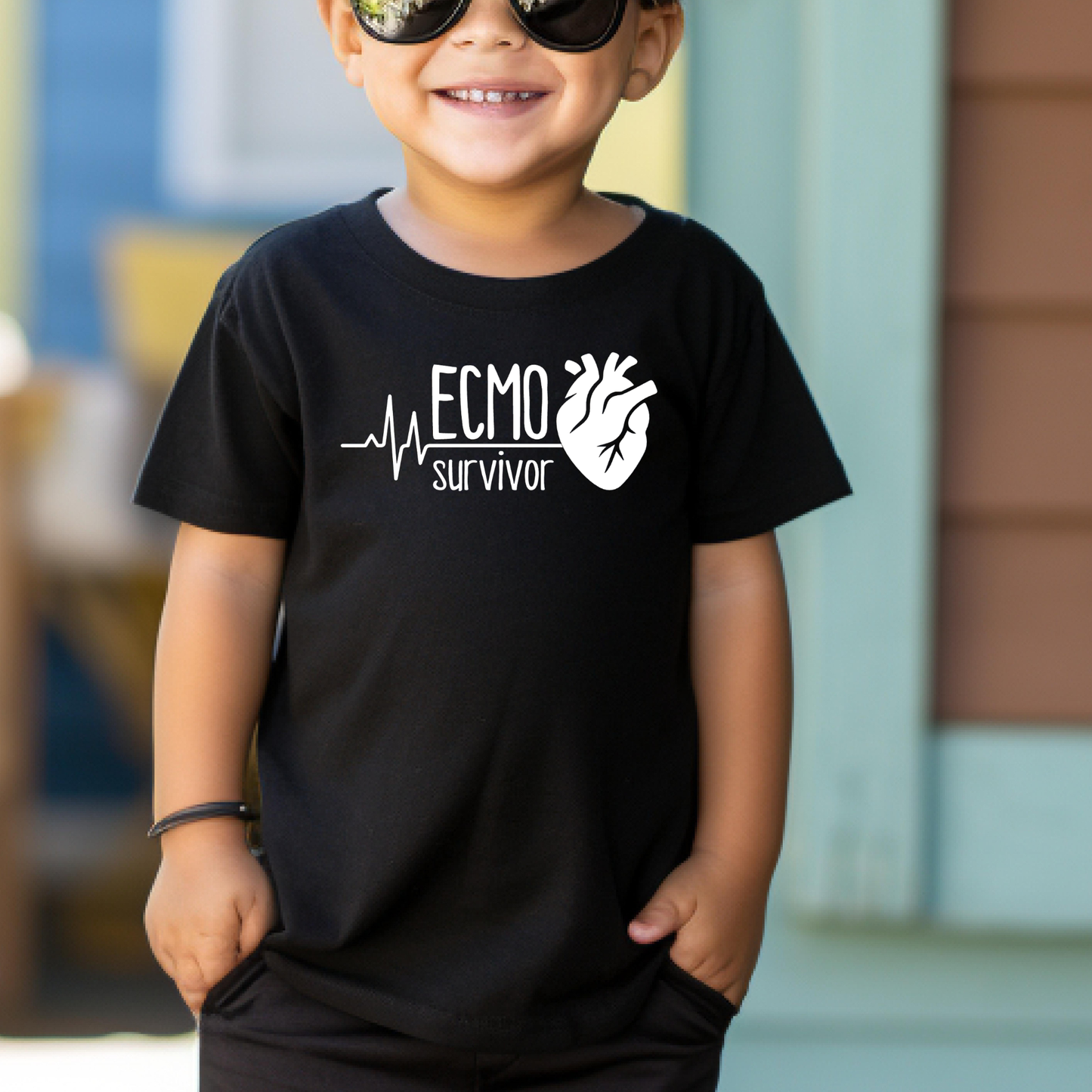 ECMO Survivor CHD Awareness | Heart Warrior-Kids Tee