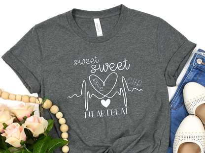 CHD Awareness Shirt for Moms – Premium Bella Canvas Comfort | Wear Your Child's Heart Beat with Pride | Sweet Sweet Heartbeat