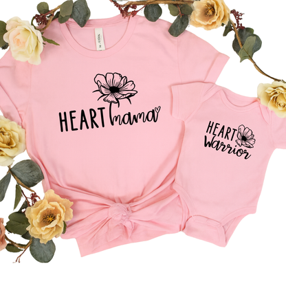 Heart Mama+Heart Warrior-Mommy & Me Onesie Set | Shirts Made for Matching Memories
