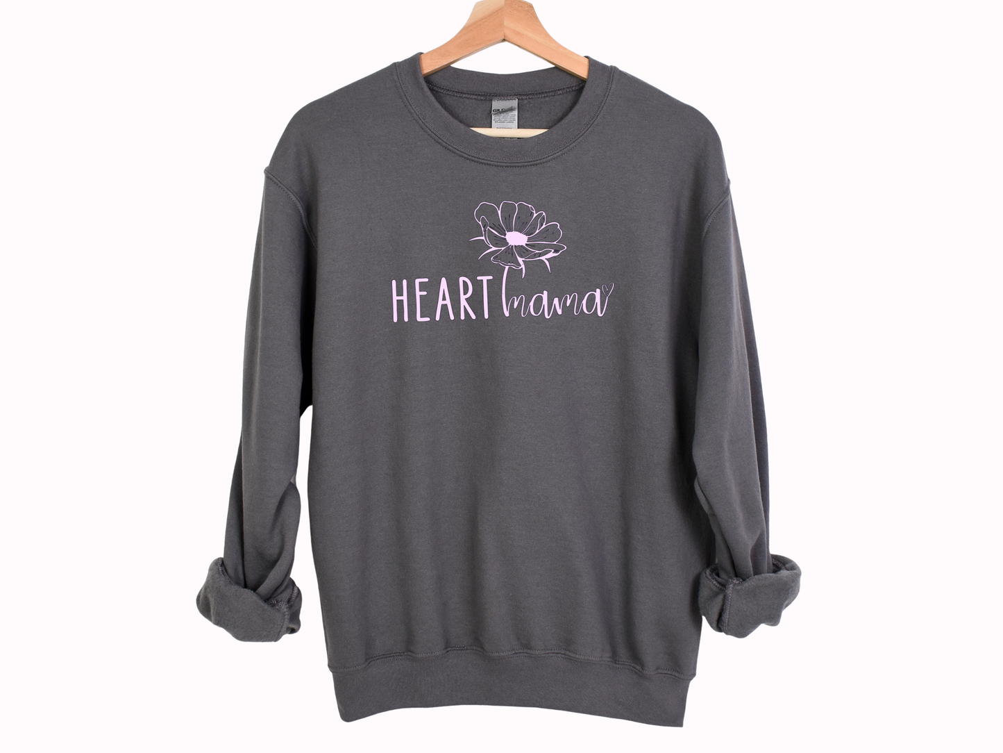 CHD Mama Sweatshirt – Strong Heart Mom Design on Cozy Gildan Crewneck | Represents Your Strength & Support in the CHD Journey-Flower
