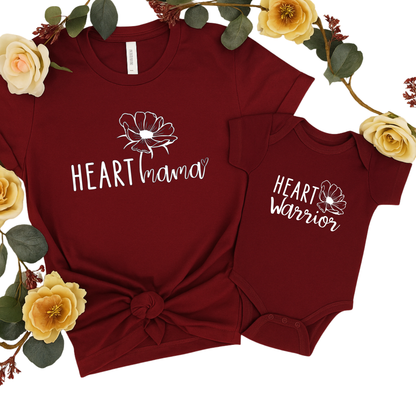 Heart Mama+Heart Warrior-Mommy & Me Onesie Set | Shirts Made for Matching Memories