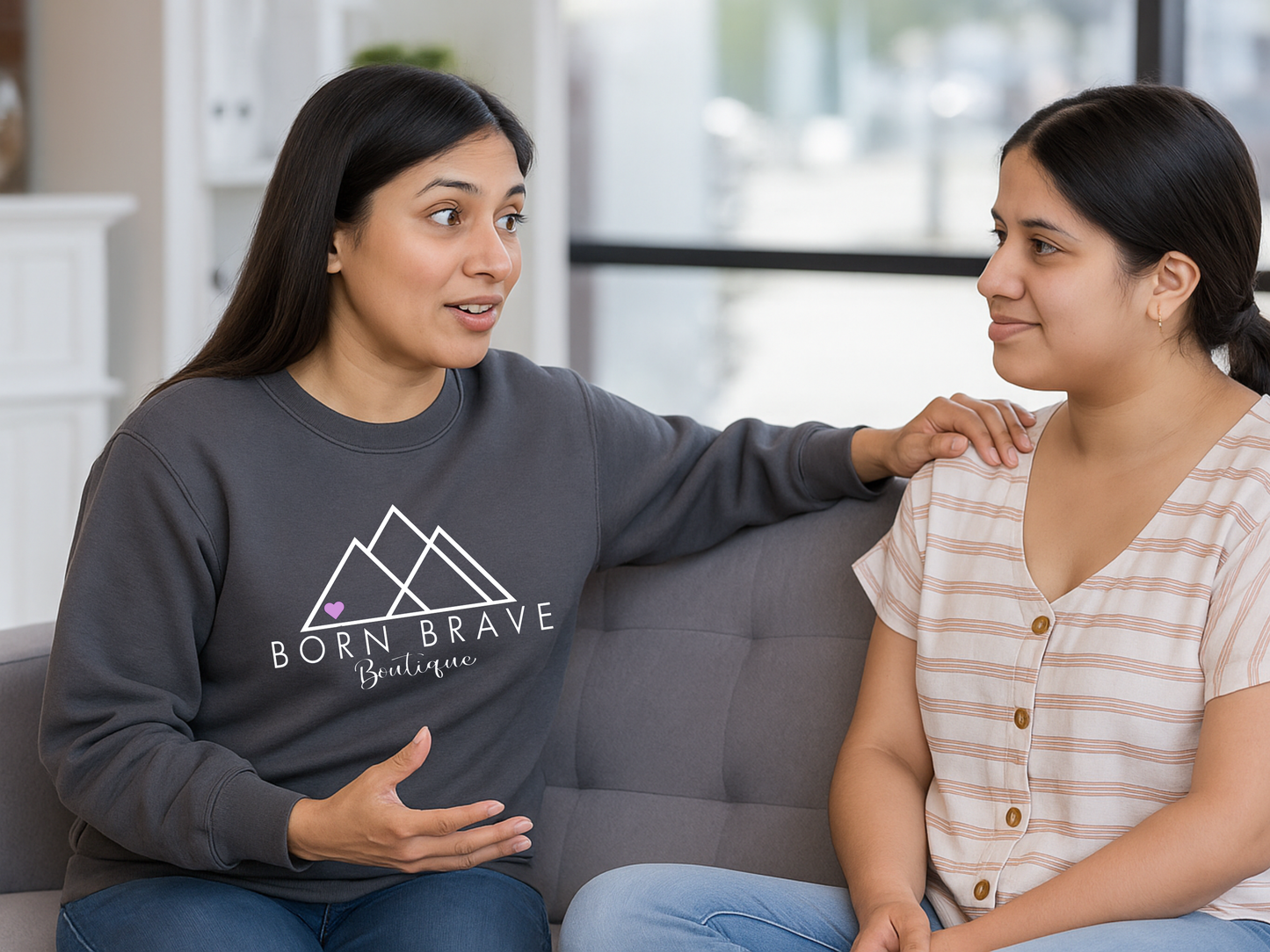 CHD Awareness Sweatshirt – Cozy Gildan Crewneck | Born Brave Logo with Customizable Birthstone Heart