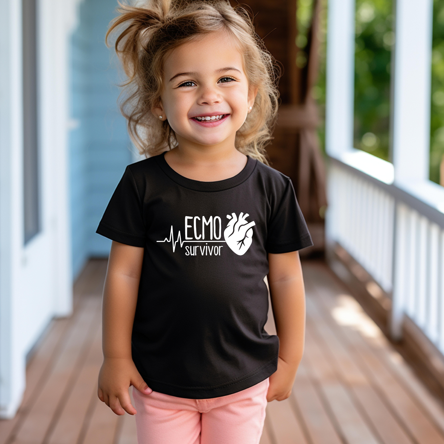 ECMO Survivor CHD Awareness | Heart Warrior-Kids Tee