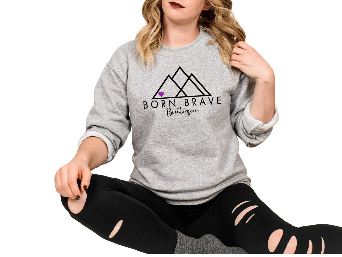 CHD Awareness Sweatshirt – Cozy Gildan Crewneck | Born Brave Logo with Customizable Birthstone Heart