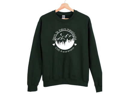 CHD Awareness Sweatshirt – “Born to Move Mountains” Gildan Crew-neck Sweatshirt | Comfort + Connection for Proud Heart Moms & CHD Supporters