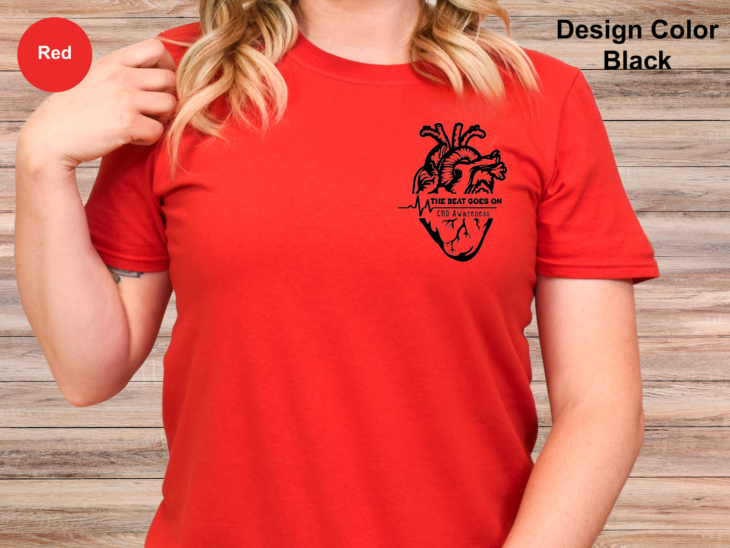 The Beat Goes On-CHD Awareness T-Shirt-Left Chest Placement