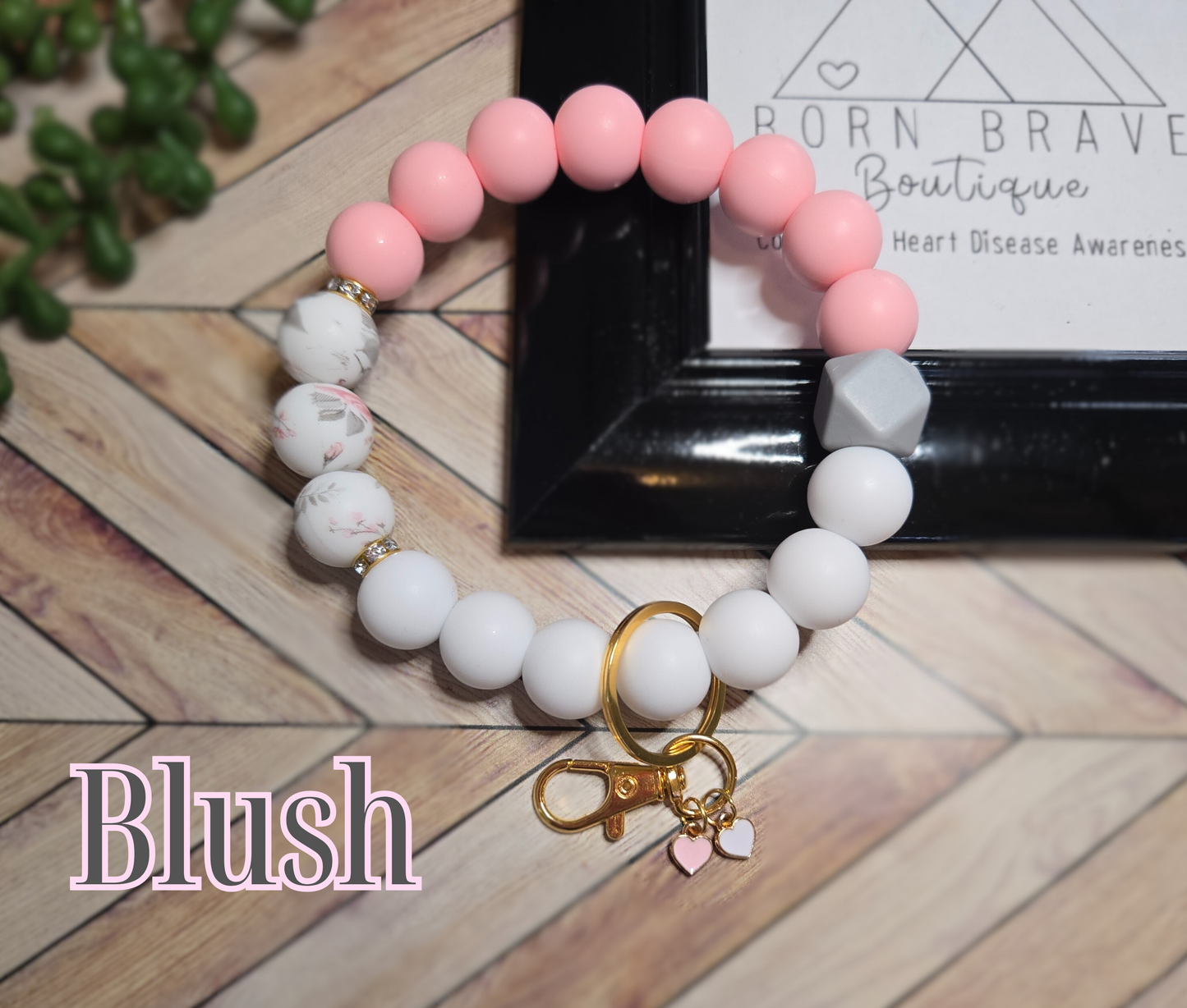 Wristlet-Silicone Beads-Blush