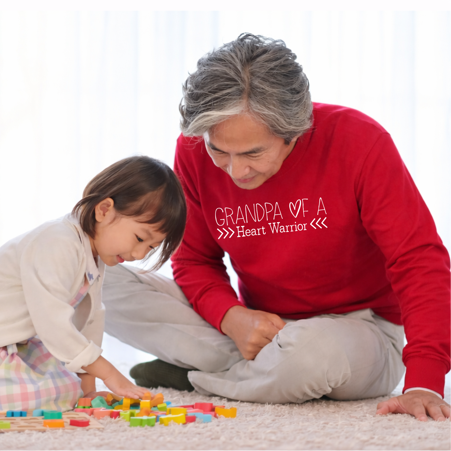 Heart Warrior Grandpa Sweatshirt – Personalized Gildan Crewneck | CHD Awareness
