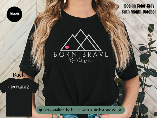 Born Brave Boutique Logo Tee – Personalized Heart Color