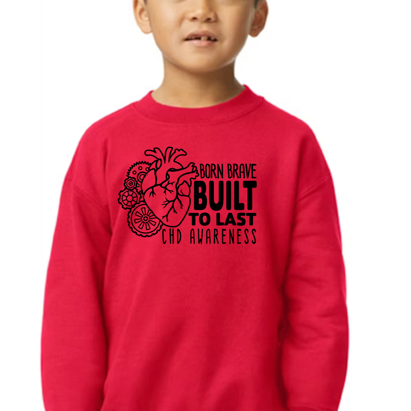 Built To Last CHD Awareness Sweatshirt | Heart Warrior-Kids