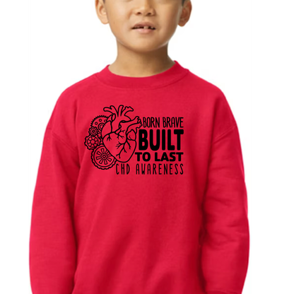 Built To Last CHD Awareness Sweatshirt | Heart Warrior-Kids