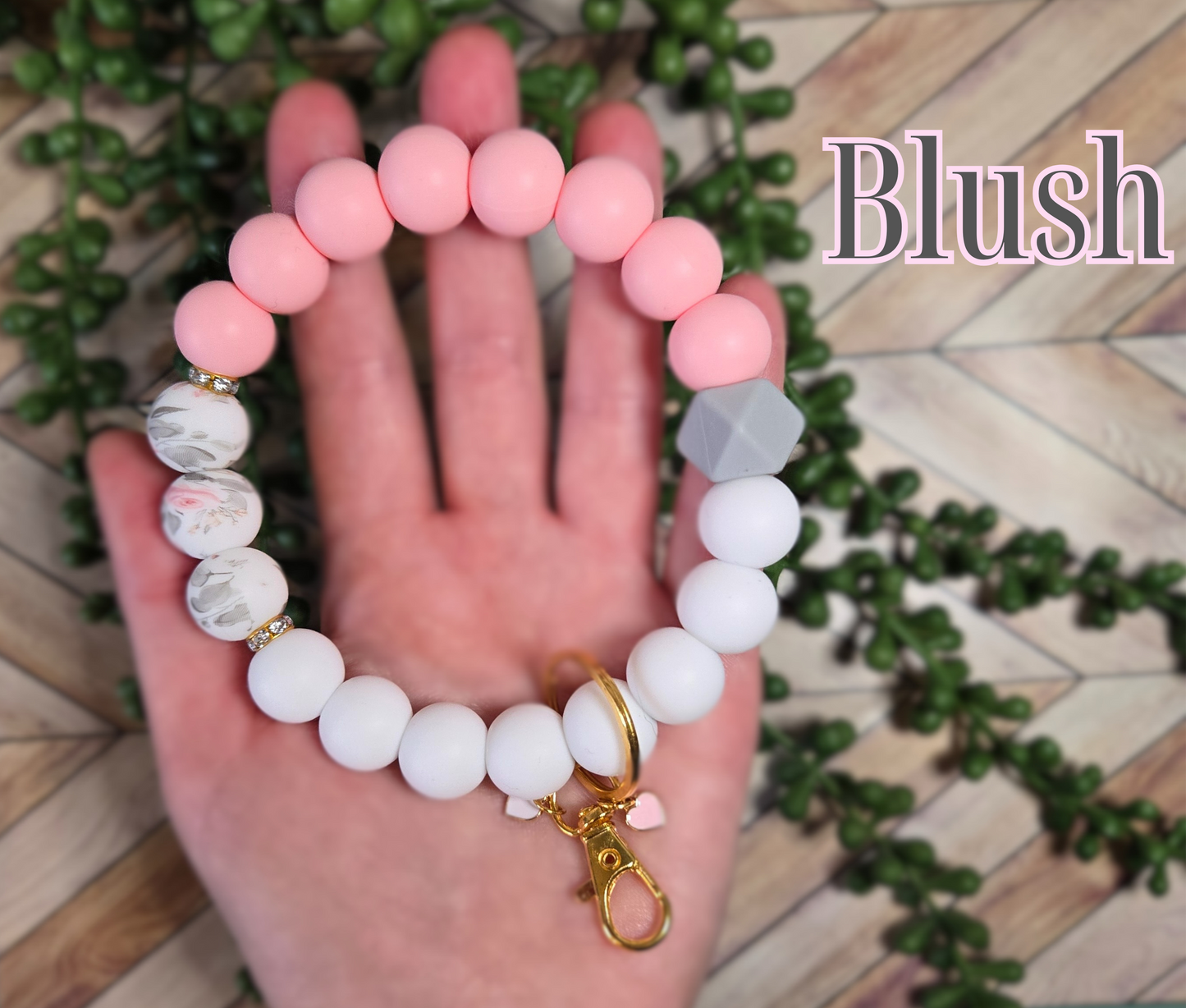Wristlet-Silicone Beads-Blush