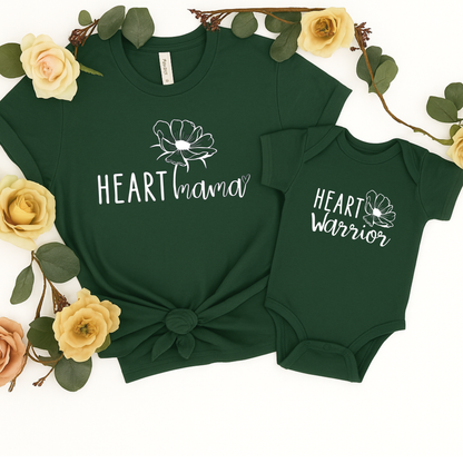 Heart Mama+Heart Warrior-Mommy & Me Onesie Set | Shirts Made for Matching Memories