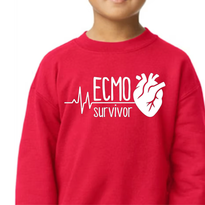 ECMO Survivor CHD Awareness Sweatshirt | Heart Warrior-Kids