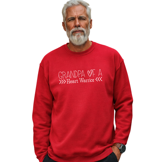 Heart Warrior Grandpa Sweatshirt – Personalized Gildan Crewneck | CHD Awareness