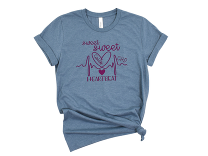 CHD Awareness Shirt for Moms – Premium Bella Canvas Comfort | Wear Your Child's Heart Beat with Pride | Sweet Sweet Heartbeat