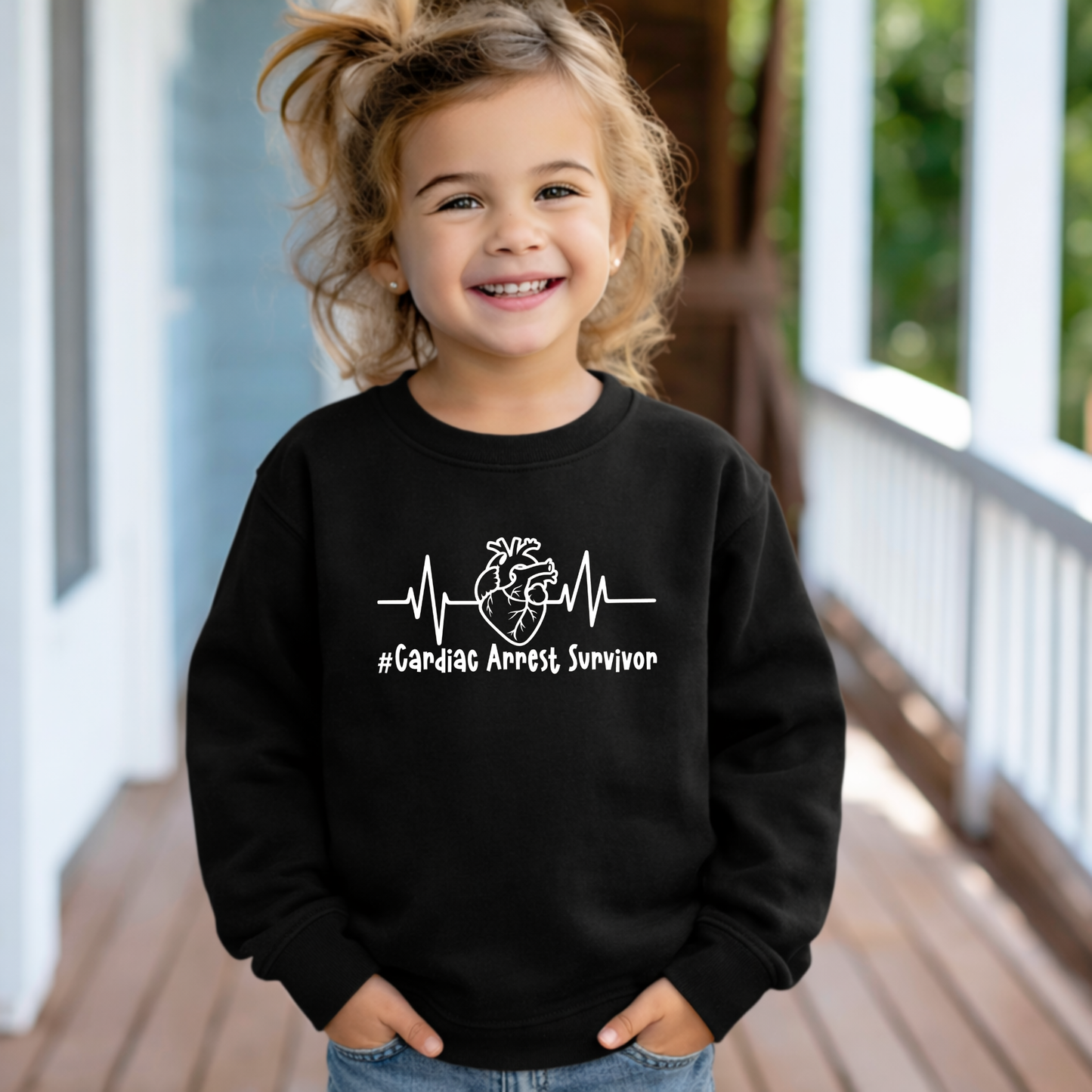Cardiac Arrest Survivor CHD Awareness Sweatshirt | Heart Warrior-Kids