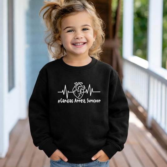 Cardiac Arrest Survivor CHD Awareness Sweatshirt | Heart Warrior-Kids