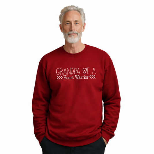 Heart Warrior Grandpa Sweatshirt – Personalized Gildan Crewneck | CHD Awareness