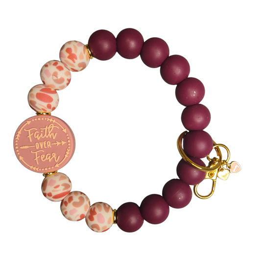 Silicone Wristlet Keychain|Nylon Cord|Faith Over Fear