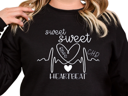 CHD Awareness Crew-Neck for Moms – Premium Gildan Sweatshirt | Wear Your Child's Heart Beat with Pride | Sweet Sweet Heartbeat
