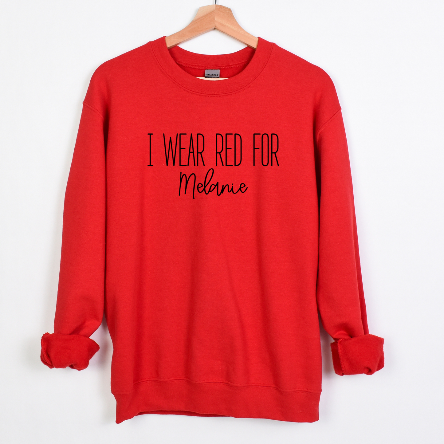 I Wear Red For | Personalized Heart Warrior Name-Sweatshirt for Grandma