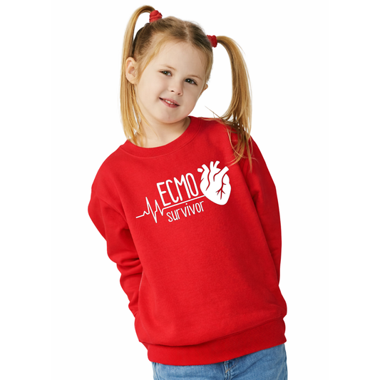 ECMO Survivor CHD Awareness Sweatshirt | Heart Warrior-Kids