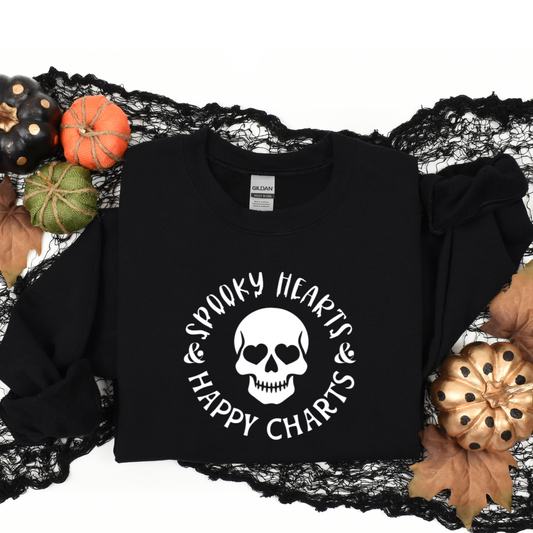 Spooky Hearts Skull- Sweatshirt