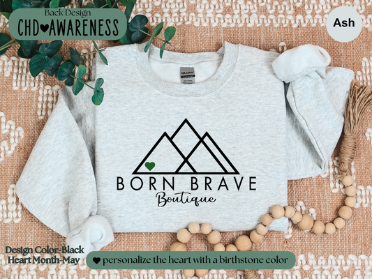 Born Brave Boutique Logo Sweatshirt – Personalized Heart Color