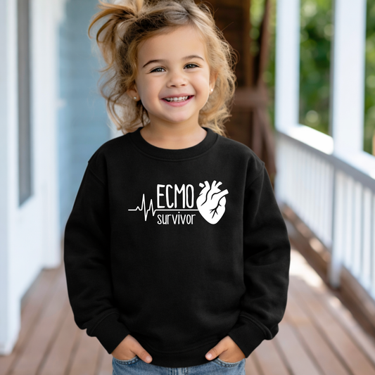 ECMO Survivor CHD Awareness Sweatshirt | Heart Warrior-Kids