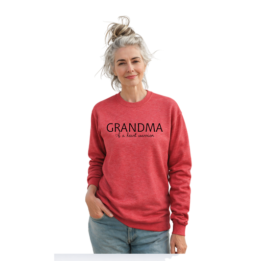 Heart Warrior Grandma Sweatshirt – Personalized Gildan Crewneck | CHD Awareness