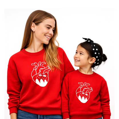 Mommy & Me Toddler Set | Sweatshirts Made for Matching Holiday Memories | Santa Sleigh