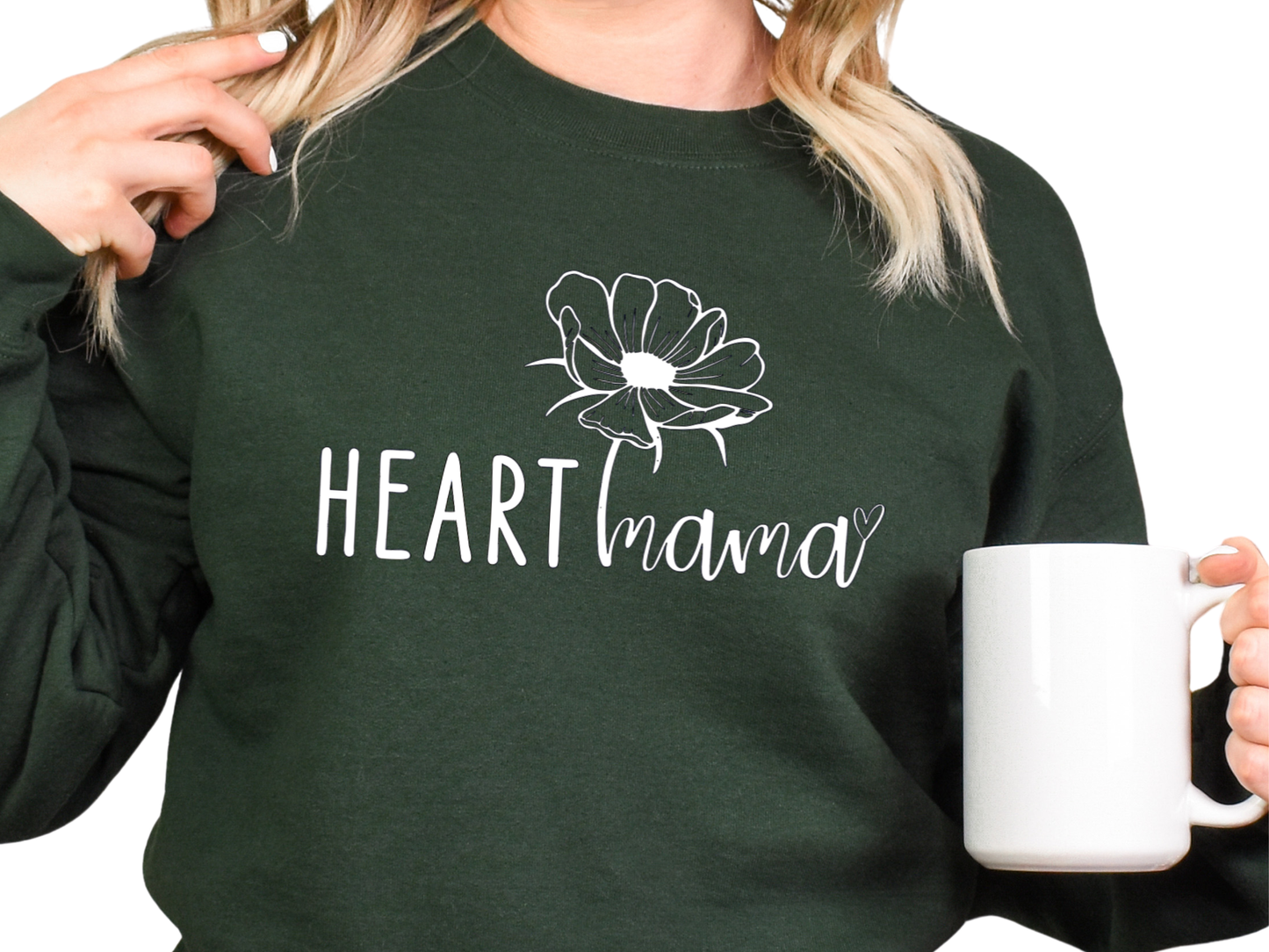 CHD Mama Sweatshirt – Strong Heart Mom Design on Cozy Gildan Crewneck | Represents Your Strength & Support in the CHD Journey-Flower
