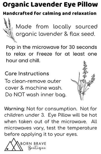 Organic Lavender Eye Pillow |Stress Relief & Relaxation