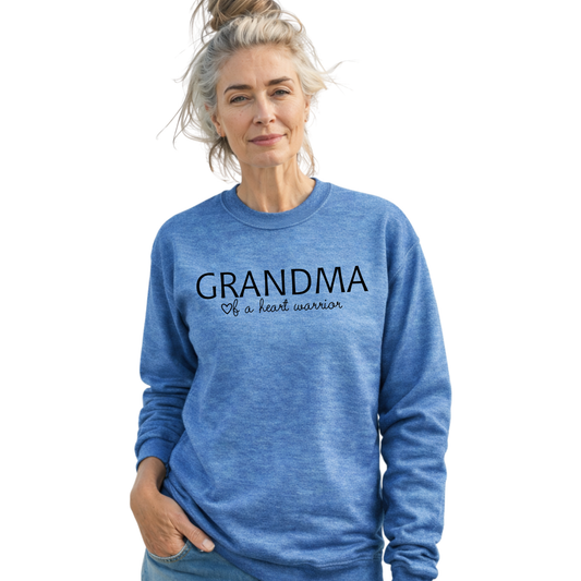 Heart Warrior Grandma Sweatshirt – Personalized Gildan Crewneck | CHD Awareness