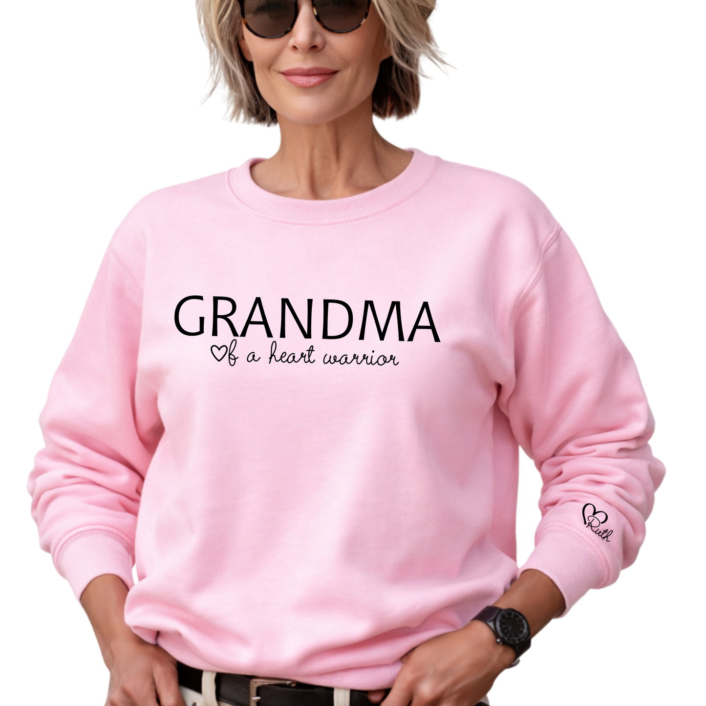 Heart Warrior Grandma Sweatshirt – Personalized Gildan Crewneck | CHD Awareness