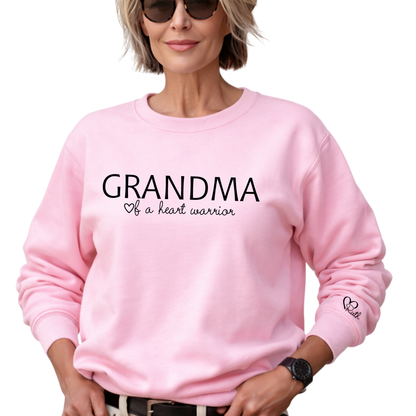 Heart Warrior Grandma Sweatshirt – Personalized Gildan Crewneck | CHD Awareness