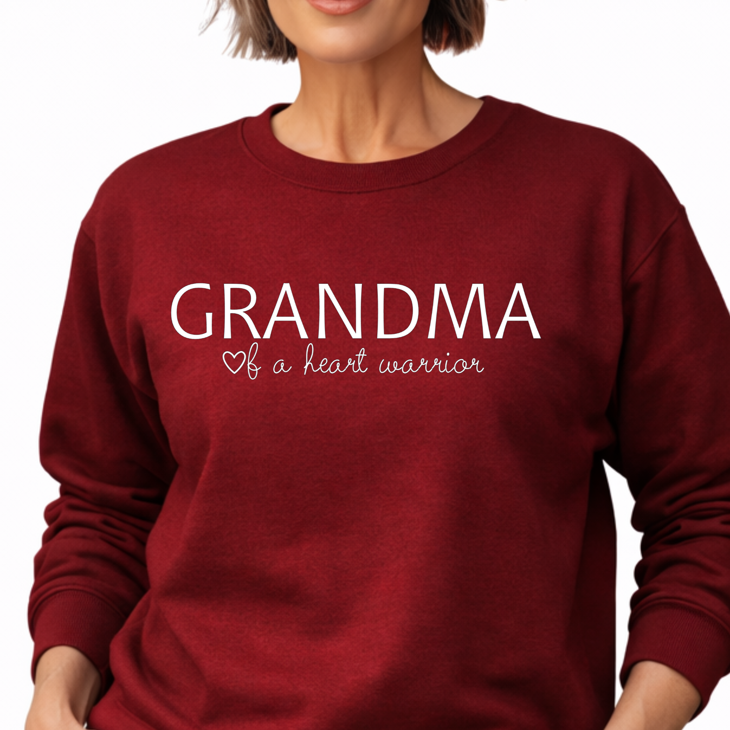 Heart Warrior Grandma Sweatshirt – Personalized Gildan Crewneck | CHD Awareness