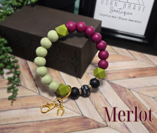 Wristlet-Silicone Beads-Merlot